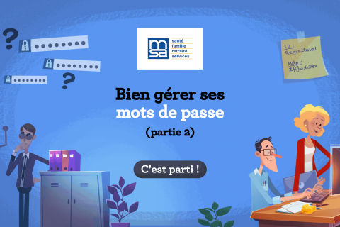 Personnages travaillant sur la gestion des mots de passe sécurisés dans un environnement professionnel.