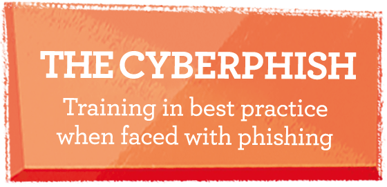 fond orange avec le texte "le cyberfish former au phishing"